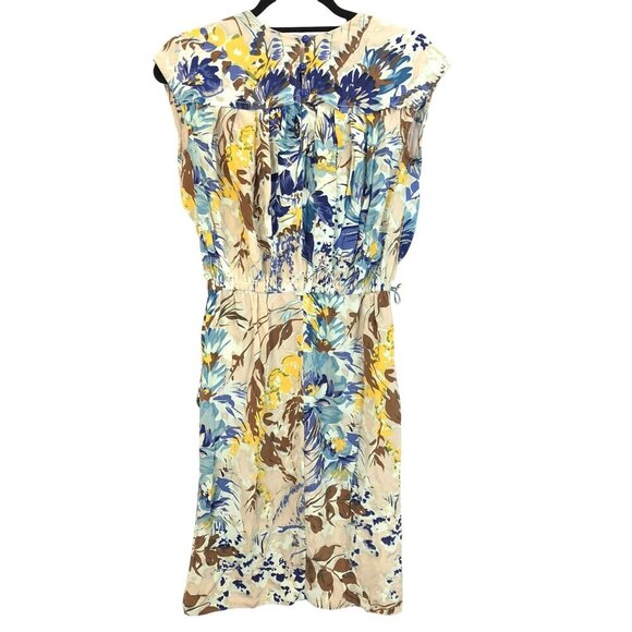 Tracy Reese Resort Silk Size S Floral Cap Sleeve Mini Dress Draped Front Sheath - Picture 3 of 11